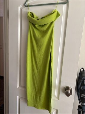 Lace-Trim Slip Dress in Lemon Lime